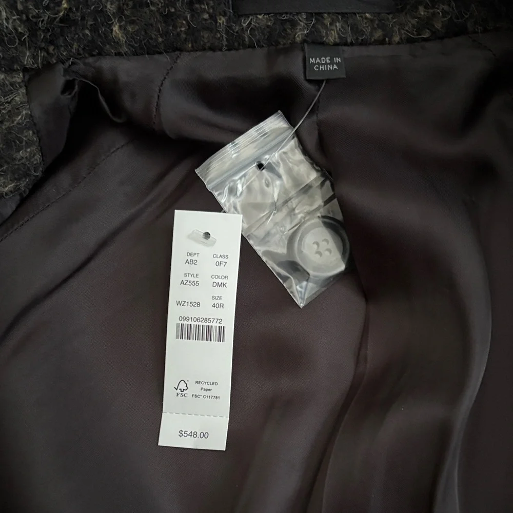 NEW WITH TAGS J. Crew Ludlow 40R Italian Wool Car Coat in Dark Grey Charcoal - Picture 3 of 10